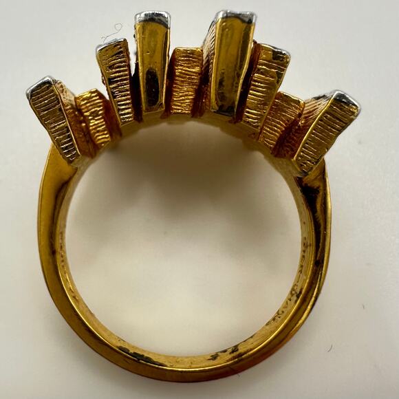 Panetta vintage sterling silver gold vermeil rhinestones modernist ring 6.5 - Picture 7 of 10